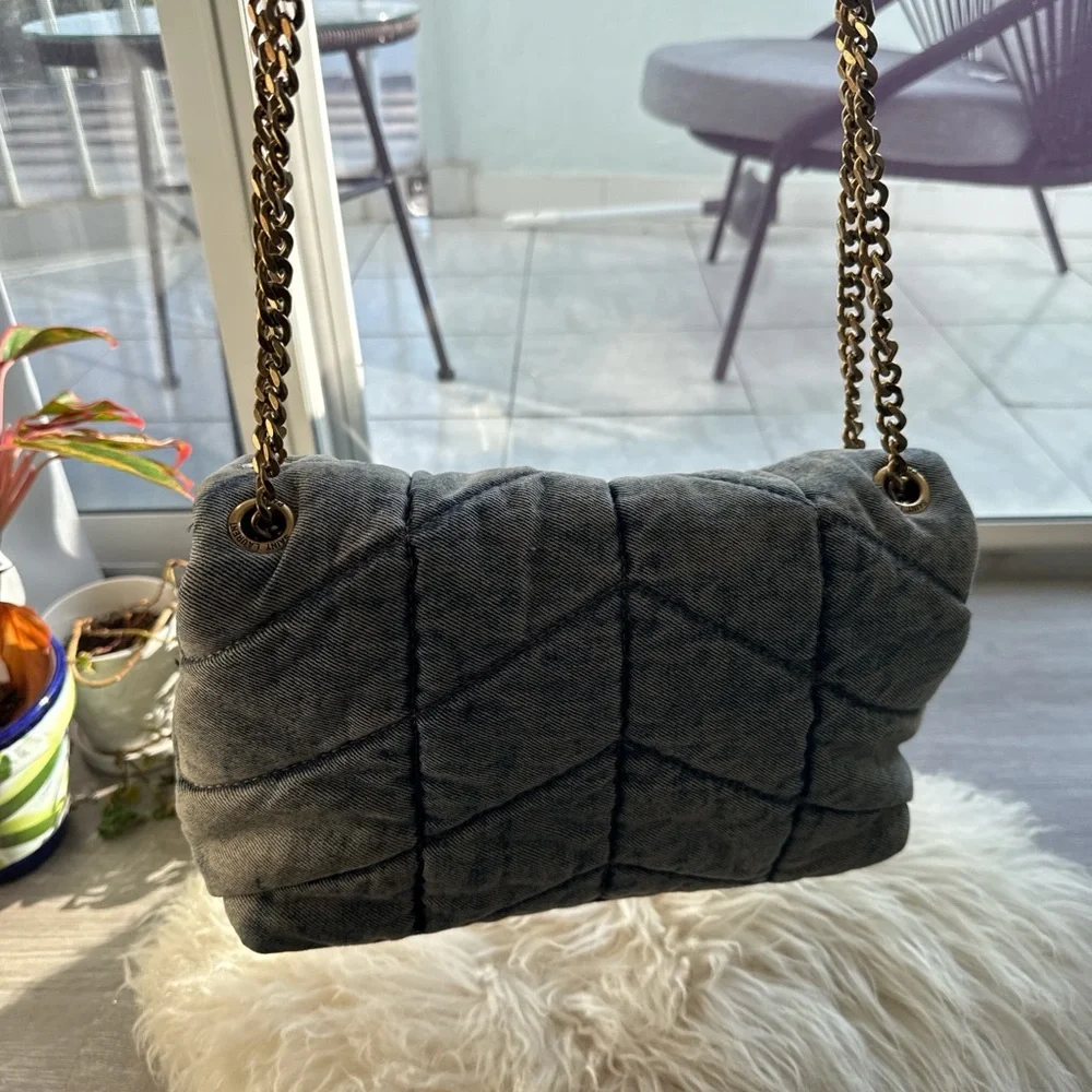 Yves Saint Laurent Blue Denim Quilted Shoulder Bag - Picture 7 of 7